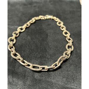 Vintage Silver Tone Oval Link Chain Necklace - 17" C-56